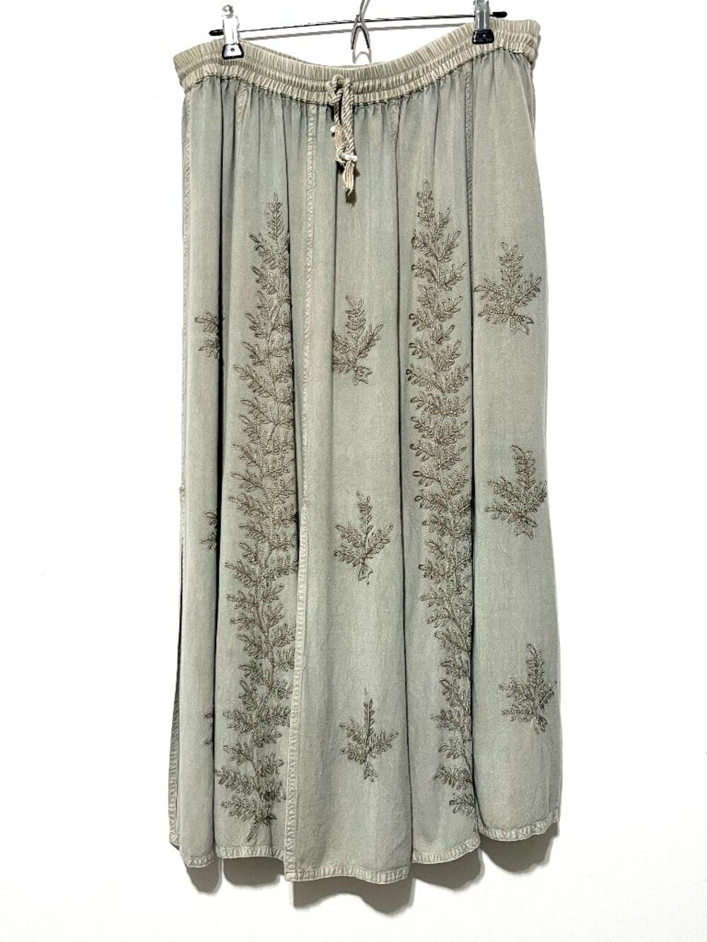 Womens Embroidered Maxi Skirt OS Herbalist Fairy Grunge Goblincore Swamp Witch